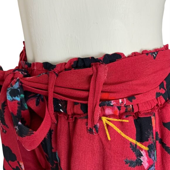 Free People FP One Aloha Wide Leg Pant S Red Floral - Picture 7 of 12
